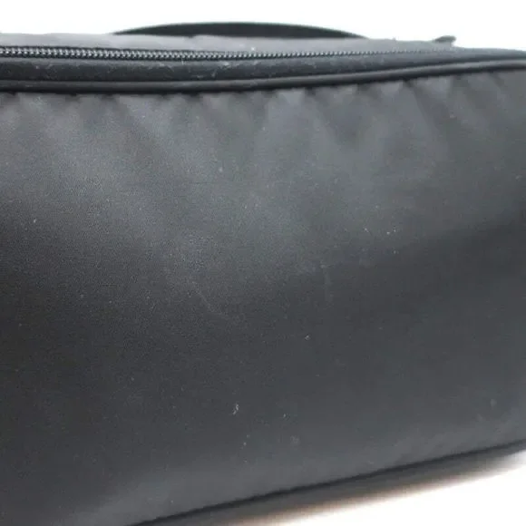 Prada Toiletry Bag Black Nylon & Saffiano Leather Top Handle Travel Pouch - Picture 7 of 12
